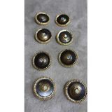 Ǝe Ilcare Altın Kaplama Taşlı Mınelı Metal Düğme 30 Boy 20 Mm 8 Adet