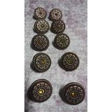 Ǝe Ilcare Antik Bakır Taşlı Düğme 18 Boy 15 Mm 10 Adet