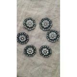 Ǝe Ilcare Antık Gümüş Kaplama Taşlı Metal Düğme 25 Mm 6 Adet