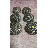 Ǝe Ilcare Antık Kaplama Taşlı Metal Düğme 36 Boy 22 Mm 6 Adet