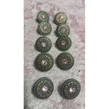 Ǝe Ilcare Antık Sarı Kaplama Taşlı Metal Düğme 25 Boy 15 Mm 10 Adet