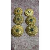 Ǝe Ilcare Mat Gold Kaplama Taşlı Metal Düğme 36 Boy 22 Mm 6 Adet