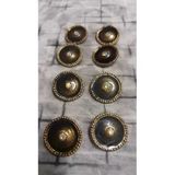 Ǝe Ilcare Polyester Mınelı Taşlı Gold Düğme 34 Boy 22 Mm ,8 Adet
