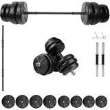 E-Life 35 kg Siyah Dambıl Seti ve Halter Seti Ağırlık Fitness Seti