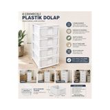 E-LİFE HOME Büyük Boy Beyaz Plastik Çekmeceli 4 Katlı Sebzelik Komidin Şifonyer