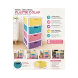 E-LİFE HOME Büyük boy dört katlı renkli plastik çekmeceli sebzeli Şifonyer komidin