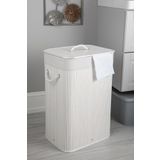 E-LİFE HOME Doğal Bambu Beyaz Dikdörtgen Çamaşır Sepet-60 Litre