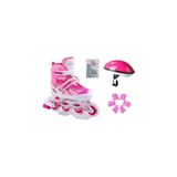 E-LİFE HOME Metal Işıklı Ayarlanabilir Alıştırma Pateni Pembe Set