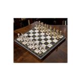 e-life Lüks Metal Satranç Takımı Pegasus Figürlü Krom Kaplama Siyah Mermer Desenli 20x20 Premium Set