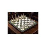 e-life Lüks Metal Satranç Takımı Pegasus Figürlü Krom Kaplama Zümrüt Yeşil Mermer Desenli 20x20 Premium Set