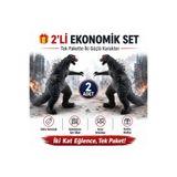 e-life shop 2'li Godzilla Aksiyon Figürü Seti 20 CM Soft Dokulu Koleksiyon Oyuncak Dekor Çocuk Hediyesi Premium