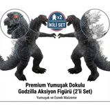 e-life shop 2'li Godzilla Aksiyon Figürü Seti 20 cm Yumuşak Dokulu Karakter Oyuncak Çocuklara Özel Hediye 2 Adet