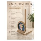 e-life shop Ahşap Kağıt Havluluk Dekoratif Mutfak Tezgah Üstü Havlu Tutucu Vazo Çiçek Figürlü 25 cm Stand