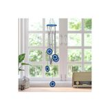 E-life shop Feng Shui Nazar Boncuğu Rüzgar Çanı Metal Kötü Göze Karşı Dış Mekan Dekoratif Bahçe Kapı Süsü 60 cm.