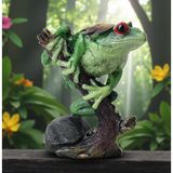 E-life shop Gerçek Görünümlü Canlı Renkli Afrika Dere Kurbağası Biblo Heykel Ev & Ofis Yeni Yıl Hediyesi 12 cm.