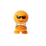 e-life shop Güneş Gözlüklü Emoji Smile Zıp Zıp Kafa 8 cm Araba Torpido Süsü Masaüstü Dekoratif Figür Pasta Süsü