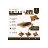 e-life shop Kişiye Özel İsim Yazılabilir Lüks Ahşap Katlanabilir 3ü 1 Arada Premium Satranç Dama Tavla Seti 34cm