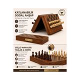 e-life shop Kişiye Özel İsimli Lüks Ahşap Manyetik Satranç Takımı 30 cm Katlanır Özel Yuvalı Premium Oyun Seti