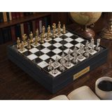 E-life shop Kişiye Özel Osmanlı Bizans Temalı Lüks Metal Satranç Takımı 20cm Sandıklı Mermer Desenli Premium Set