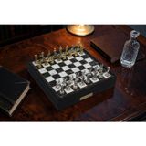 E-life shop Kişiye Özel Pegasus Figürlü Lüks Metal Satranç Takımı Mermer Desenli Sandıklı 20 cm. Premium Set