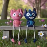 E-life shop Lilo & Stitch Ayakları Sallanan 2’li Biblo Heykel Seti 20 cm. Çocuk Odası Dekoru Doğum Günü Hediyesi