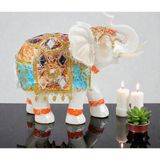 E-life shop Lüks Ayna & Nakış İşlemeli Feng Shui Şans Getiren Fil Heykeli Dekoratif Biblo 16 cm Yeni Ev Hediyesi