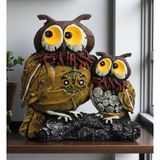 E-life shop Lüks Canlı Renkli Anne ve Yavru Baykuş Heykeli 15 cm Dekoratif Biblo Ev Ofis Yeni Yıl Hediyesi SH14