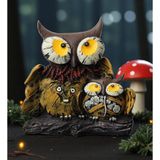 E-life shop Lüks Canlı Renkli Anne ve Yavru Baykuş Heykeli 15 cm Dekoratif Biblo Ev Ofis Yeni Yıl Hediyesi SH16