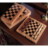e-life shop Lüks Doğal Ahşap Manyetik Satranç Takımı 25x25 cm Katlanabilir Özel Yuvalı Premium Satranç Seti