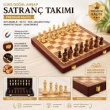 E-life shop Lüks Doğal Ahşap Manyetik Satranç Takımı 29x29 cm Katlanabilir Özel Yuvalı Premium Satranç Seti