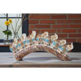 E-life shop Lüks Motif İşlemeli Feng Shui 7’li Şans Bereket Fil Heykeli Biblo Dekoratif Ev Ofis Hediyesi 25 cm A