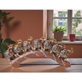 E-life shop Lüks Motif İşlemeli Feng Shui 7’li Şans Bereket Fil Heykeli Biblo Dekoratif Ev Ofis Hediyesi 25 cm B