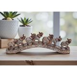 E-life shop Lüks Motif İşlemeli Feng Shui 7’li Şans Bereket Fil Heykeli Biblo Dekoratif Ev Ofis Hediyesi 25 cm C
