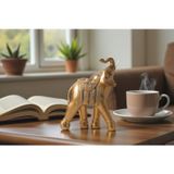 E-life shop Lüks Nakış İşlemeli Aynalı Feng Shui Şans Getiren Fil Heykeli Dekoratif Biblo 20 cm Ev Ofis Hediyesi