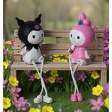 E-life shop My Melody & Kuromi Ayakları Sallanan 2’li Biblo Seti – Dekoratif Obje, Ev Ofis Hediyesi Kawaii Figür