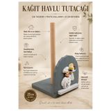 e-life shop Şef Figürlü Doğal Ahşap Kağıt Havluluk Dekoratif Mutfak Tezgah Üstü Havlu Tutucu 25cm Stand