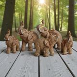 E-life shop Simli İşlemeli 7’li Feng Shui Fil Biblo Seti Dekoratif Heykel Ev & Ofis Hediyesi Masa Vitrin Süsü