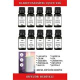 E.M.S 10 Adet Esansiyel Uçucu Yağ Buhurdanlık Kokusu Difüzör Esansı 10 x 10 ml Difüzör Hediyeli.