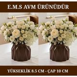 E.M.S 2 Adet Kahverengi Büzgülü Saksı Sukulent Menekşe Saksısı Dekoratif Saksı 8,5 x 10 Cm.