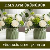 E.M.S 2 Adet Mint Yeşili Renk Büzgülü Saksı Sukulent Menekşe Saksısı Dekoratif Saksı 8,5 x 10 Cm.