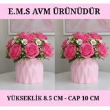 E.M.S 2 Adet Pastel Pembe Renk Büzgülü Saksı Sukulent Menekşe Saksısı Dekoratif Saksı 8,5 x 10 Cm.