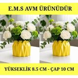 E.M.S 2 Adet Sarı Renk Büzgülü Saksı Sukulent Menekşe Saksısı Dekoratif Saksı 8,5 x 10 Cm.
