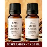 E.M.S 2 x 10 ml Miski Amber Saf Esansiyel Uçucu Yağ Buhurdanlık Yağı Difüzör Esansı Aromaterapi Oda Kokusu