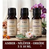 E.M.S Amber - Nilüfer- Orkide Esansiyel Uçucu Yağ Buhurdanlık Yağı Difüzör Esansı Oda Kokusu Mum Esansı