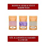 E.M.S AVM Gül & Lavanta & Yasemin Yağı Banyo Tuzu Küvet & Jakuzi Tuzu Manikür & Pedikür Tuzu 3 X 250 Gr.