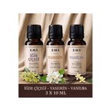 E.M.S AVM İĞDE ÇİÇEĞİ - YASEMİN - VANİLYA Esansiyel Uçucu Yağ Buhurdanlık Yağı Difüzör Esansı Oda Kokusu Esansı MUM 3 X 10 ML.