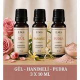 E.M.S Gül - Hanımeli - Pudra Esansiyel Uçucu Yağ Buhurdanlık Yağı Difüzör Esansı Oda Kokusu Mum Esansı