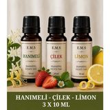 E.M.S Hanımeli - Çilek - Limon Esansiyel Uçucu Yağ Buhurdanlık Yağı Difüzör Esansı Oda Kokusu Mum Esansı.