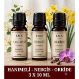 E.M.S Hanımeli - Nergis - Orkide Esansiyel Uçucu Yağ Buhurdanlık Yağı Difüzör Esansı Oda Kokusu Mum Esansı