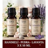 E.M.S Hanımeli - Pudra - Lavanta Esansiyel Uçucu Yağ Buhurdanlık Yağı Difüzör Esansı Oda Kokusu Mum Esansı